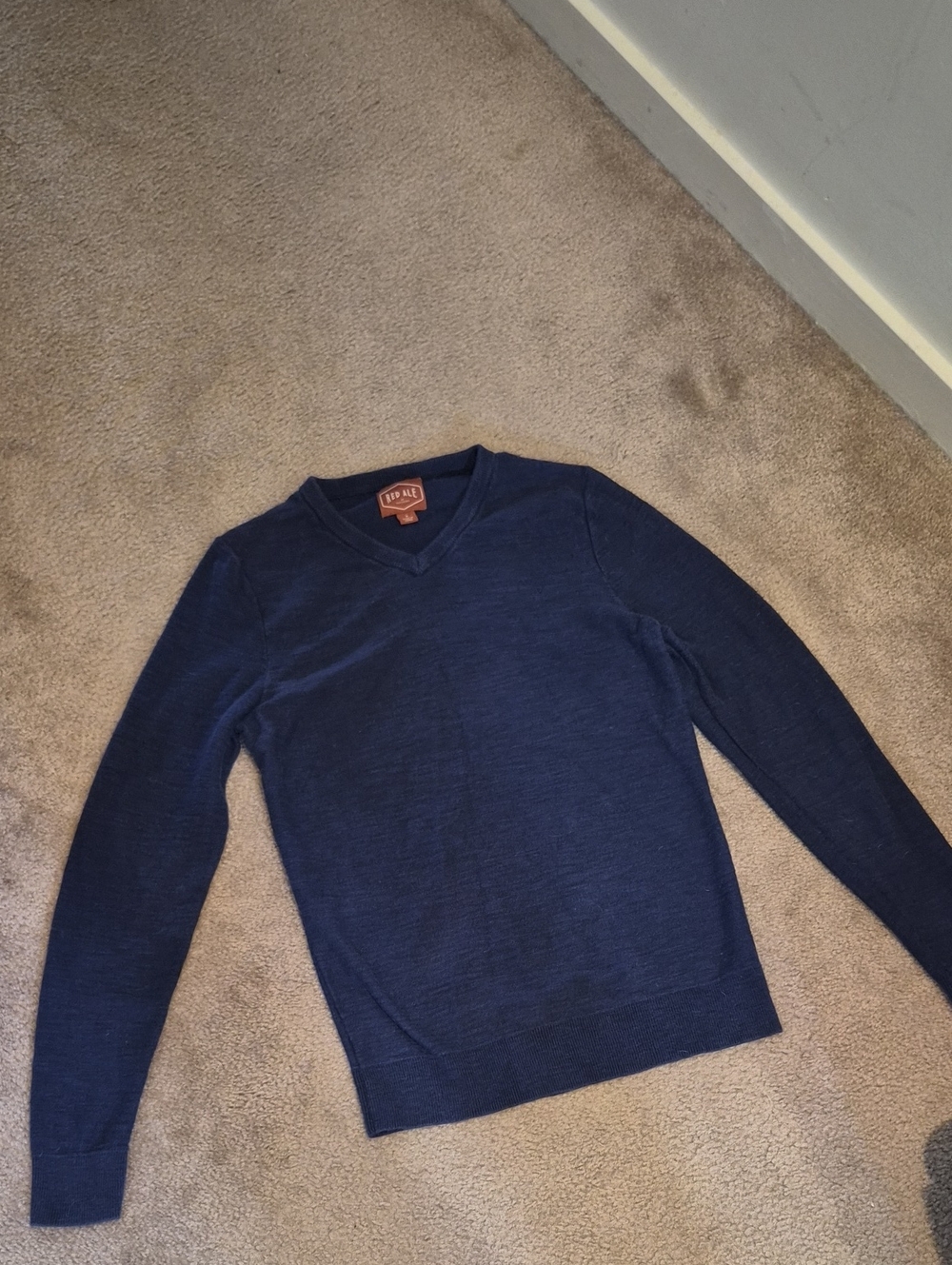 Men's V-Neck Sweater in Navy by Polo RL